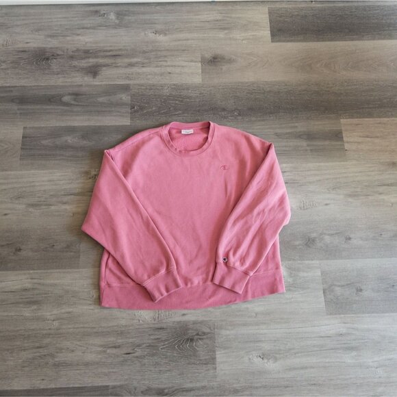 Champion Pink Sweatshirt XL Size Made In Vietnam Soft Fleece Lining Crewneck Lon - Picture 1 of 4